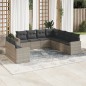 vidaXL 9-tlg. Garten-Sofagarnitur mit Kissen Hellgrau Poly Rattan vidaXL 9-tlg. Garten-Sofagarnitur mit Kissen Hellgrau Poly Rattan