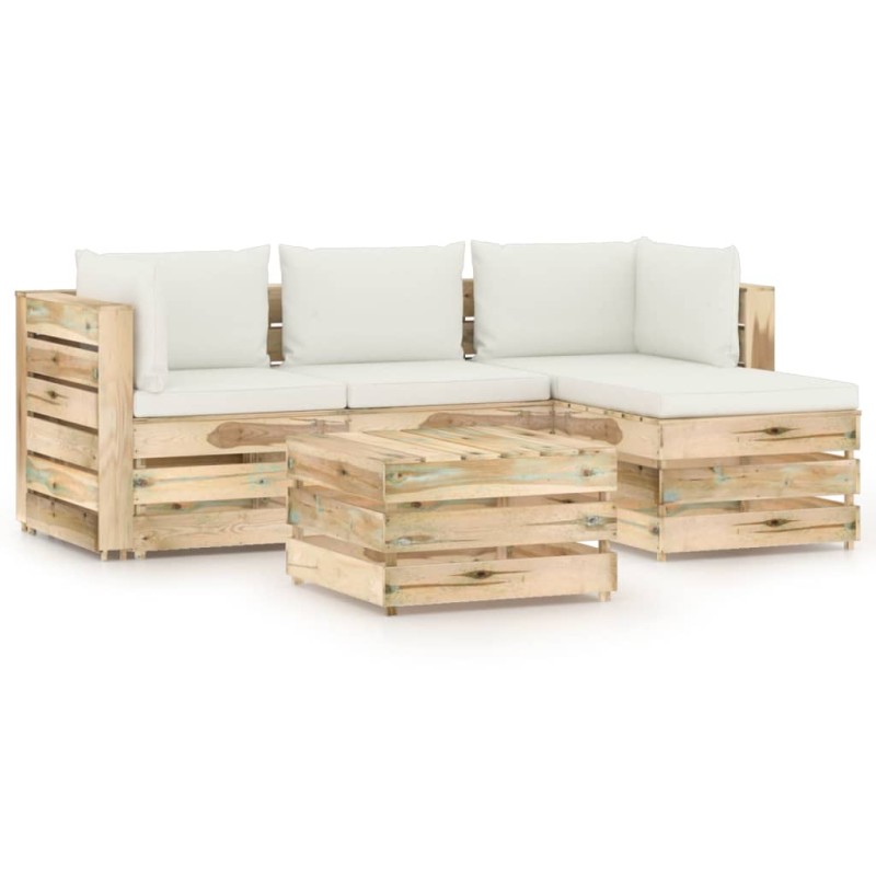 5-tlg. Garten-Lounge-Set mit Kissen Grün Imprägniertes Holz 5-tlg. Garten-Lounge-Set mit Kissen Grün Imprägniertes Holz