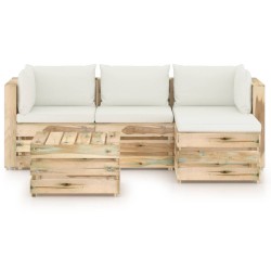 5-tlg. Garten-Lounge-Set mit Kissen Grün Imprägniertes Holz