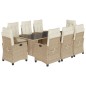 vidaXL 9-tlg. Garten-Essgruppe mit Kissen Beige Poly Rattan