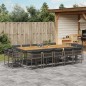 vidaXL 15-tlg. Garten-Essgruppe mit Kissen Grau Poly Rattan vidaXL 15-tlg. Garten-Essgruppe mit Kissen Grau Poly Rattan