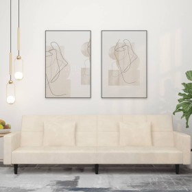 vidaXL Schlafsofa 2-Sitzer mit 2 Kissen Creme Samt