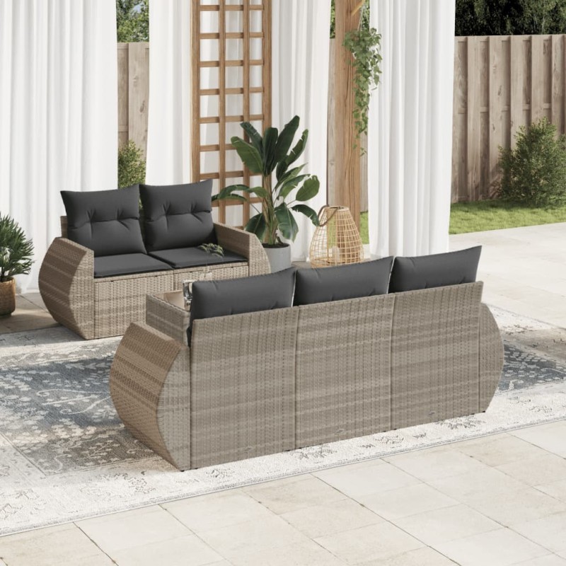 vidaXL 6-tlg. Garten-Sofagarnitur mit Kissen Hellgrau Poly Rattan vidaXL 6-tlg. Garten-Sofagarnitur mit Kissen Hellgrau Poly Rattan
