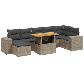 vidaXL 8-tlg. Garten-Sofagarnitur mit Kissen Grau Poly Rattan