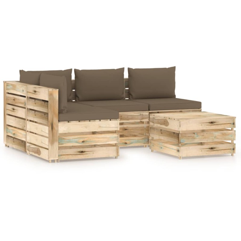 5-tlg. Garten-Lounge-Set mit Kissen Grün Imprägniertes Holz 5-tlg. Garten-Lounge-Set mit Kissen Grün Imprägniertes Holz