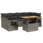 vidaXL 7-tlg. Garten-Sofagarnitur mit Kissen Grau Poly Rattan
