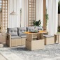 vidaXL 6-tlg. Garten-Sofagarnitur mit Kissen Beige Poly Rattan vidaXL 6-tlg. Garten-Sofagarnitur mit Kissen Beige Poly Rattan