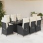 vidaXL 9-tlg. Garten-Essgruppe mit Kissen Schwarz Poly Rattan vidaXL 9-tlg. Garten-Essgruppe mit Kissen Schwarz Poly Rattan