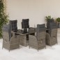vidaXL 7-tlg. Garten-Essgruppe mit Kissen Grau Poly Rattan vidaXL 7-tlg. Garten-Essgruppe mit Kissen Grau Poly Rattan