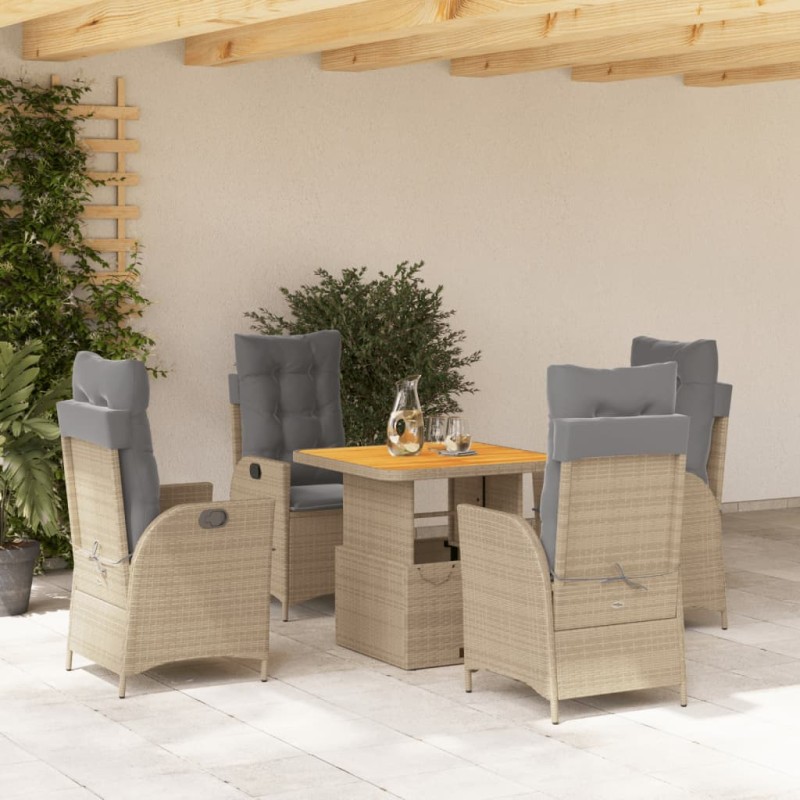 vidaXL 5-tlg. Garten-Essgruppe mit Kissen Beige Poly Rattan vidaXL 5-tlg. Garten-Essgruppe mit Kissen Beige Poly Rattan