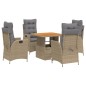 vidaXL 5-tlg. Garten-Essgruppe mit Kissen Beige Poly Rattan vidaXL 5-tlg. Garten-Essgruppe mit Kissen Beige Poly Rattan