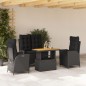 vidaXL 4-tlg. Garten-Essgruppe mit Kissen Schwarz Poly Rattan vidaXL 4-tlg. Garten-Essgruppe mit Kissen Schwarz Poly Rattan