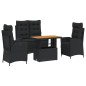 vidaXL 4-tlg. Garten-Essgruppe mit Kissen Schwarz Poly Rattan vidaXL 4-tlg. Garten-Essgruppe mit Kissen Schwarz Poly Rattan