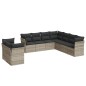 vidaXL 9-tlg. Garten-Sofagarnitur mit Kissen Hellgrau Poly Rattan vidaXL 9-tlg. Garten-Sofagarnitur mit Kissen Hellgrau Poly Rattan