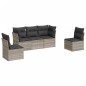 vidaXL 5-tlg. Garten-Sofagarnitur mit Kissen Hellgrau Poly Rattan
