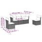 vidaXL 5-tlg. Garten-Sofagarnitur mit Kissen Hellgrau Poly Rattan