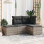 vidaXL 4-tlg. Garten-Sofagarnitur mit Kissen Hellgrau Poly Rattan vidaXL 4-tlg. Garten-Sofagarnitur mit Kissen Hellgrau Poly Rattan