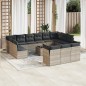vidaXL 14-tlg. Garten-Sofagarnitur mit Kissen Hellgrau Poly Rattan vidaXL 14-tlg. Garten-Sofagarnitur mit Kissen Hellgrau Poly Rattan