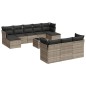 vidaXL 10-tlg. Garten-Sofagarnitur mit Kissen Hellgrau Poly Rattan vidaXL 10-tlg. Garten-Sofagarnitur mit Kissen Hellgrau Poly Rattan