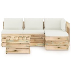 5-tlg. Garten-Lounge-Set mit Kissen Grün Imprägniertes Holz