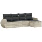 vidaXL 5-tlg. Garten-Sofagarnitur mit Kissen Hellgrau Poly Rattan vidaXL 5-tlg. Garten-Sofagarnitur mit Kissen Hellgrau Poly Rattan