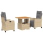 vidaXL 3-tlg. Garten-Essgruppe mit Kissen Beige Poly Rattan vidaXL 3-tlg. Garten-Essgruppe mit Kissen Beige Poly Rattan