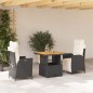 vidaXL 3-tlg. Garten-Essgruppe mit Kissen Schwarz Poly Rattan vidaXL 3-tlg. Garten-Essgruppe mit Kissen Schwarz Poly Rattan