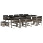 vidaXL 15-tlg. Garten-Essgruppe mit Kissen Grau Poly Rattan vidaXL 15-tlg. Garten-Essgruppe mit Kissen Grau Poly Rattan