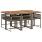 vidaXL 7-tlg. Garten-Essgruppe mit Kissen Grau Poly Rattan vidaXL 7-tlg. Garten-Essgruppe mit Kissen Grau Poly Rattan