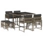 vidaXL 9-tlg. Garten-Essgruppe mit Kissen Grau Poly Rattan vidaXL 9-tlg. Garten-Essgruppe mit Kissen Grau Poly Rattan