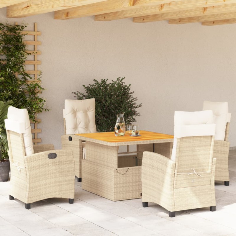 vidaXL 5-tlg. Garten-Essgruppe mit Kissen Beige Poly Rattan vidaXL 5-tlg. Garten-Essgruppe mit Kissen Beige Poly Rattan
