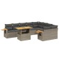 vidaXL 10-tlg. Garten-Sofagarnitur mit Kissen Grau Poly Rattan vidaXL 10-tlg. Garten-Sofagarnitur mit Kissen Grau Poly Rattan