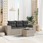 vidaXL 4-tlg. Garten-Sofagarnitur mit Kissen Hellgrau Poly Rattan vidaXL 4-tlg. Garten-Sofagarnitur mit Kissen Hellgrau Poly Rattan