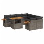 vidaXL 9-tlg. Garten-Sofagarnitur mit Kissen Grau Poly Rattan vidaXL 9-tlg. Garten-Sofagarnitur mit Kissen Grau Poly Rattan