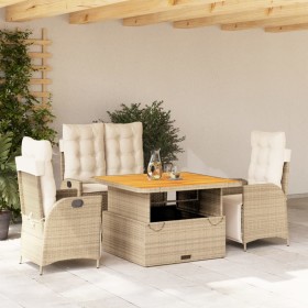 vidaXL 4-tlg. Garten-Essgruppe mit Kissen Beige Poly Rattan