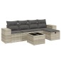 vidaXL 6-tlg. Garten-Sofagarnitur mit Kissen Hellgrau Poly Rattan