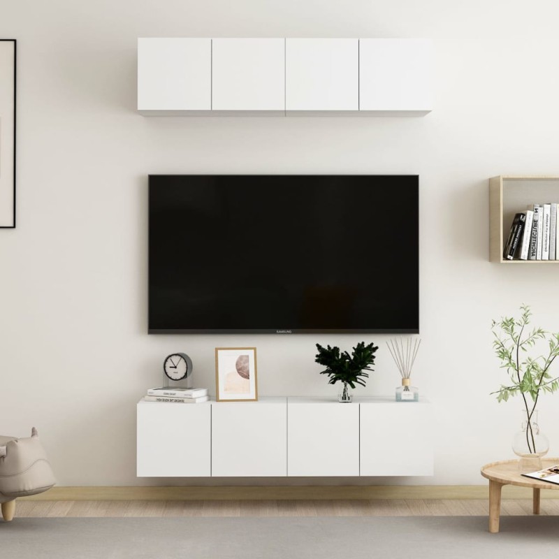 TV-Schränke 4 Stk. Weiß 60x30x30 cm Holzwerkstoff TV-Schränke 4 Stk. Weiß 60x30x30 cm Holzwerkstoff