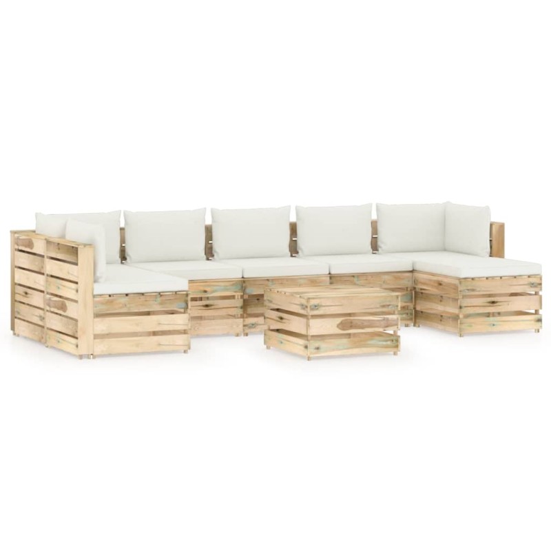 8-tlg. Garten-Lounge-Set mit Kissen Grün Imprägniertes Holz 8-tlg. Garten-Lounge-Set mit Kissen Grün Imprägniertes Holz