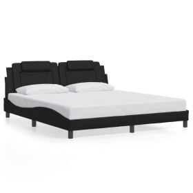 vidaXL Bettgestell mit Kopfteil Schwarz 180x200 cm Kunstleder