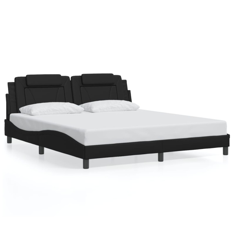 vidaXL Bettgestell mit Kopfteil Schwarz 180x200 cm Kunstleder vidaXL Bettgestell mit Kopfteil Schwarz 180x200 cm Kunstleder