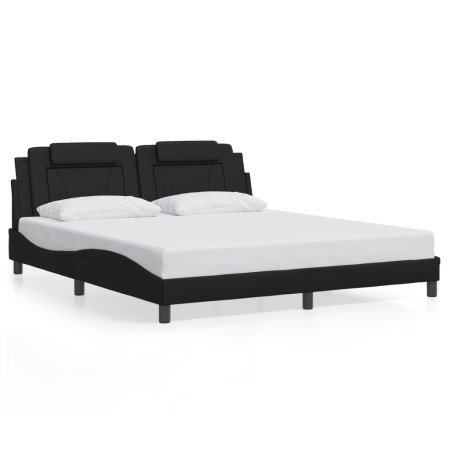 vidaXL Bettgestell mit Kopfteil Schwarz 180x200 cm Kunstleder