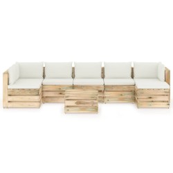 8-tlg. Garten-Lounge-Set mit Kissen Grün Imprägniertes Holz