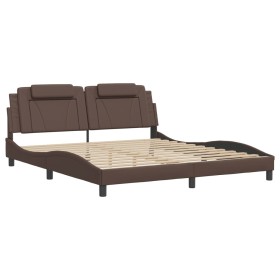 vidaXL Bettgestell mit Kopfteil Braun 180x200 cm Kunstleder
