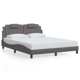vidaXL Bettgestell mit Kopfteil Grau 160x200 cm Kunstleder