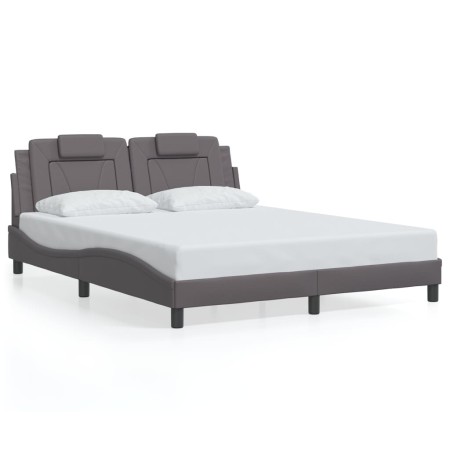 vidaXL Bettgestell mit Kopfteil Grau 160x200 cm Kunstleder