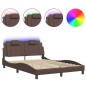 vidaXL Bettgestell mit LED Braun 140x190 cm Kunstleder vidaXL Bettgestell mit LED Braun 140x190 cm Kunstleder