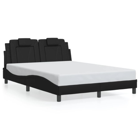vidaXL Bettgestell mit LED Schwarz 140x190 cm Kunstleder