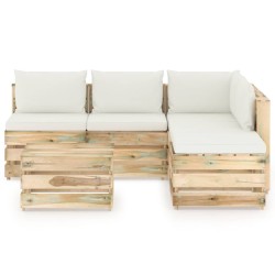 6-tlg. Garten-Lounge-Set mit Kissen Grün Imprägniertes Holz