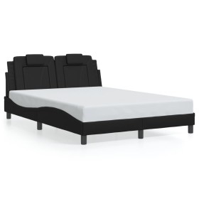vidaXL Bettgestell mit LED Schwarz 140x200 cm Kunstleder