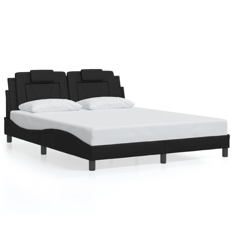 vidaXL Bettgestell mit LED Schwarz 160x200 cm Kunstleder vidaXL Bettgestell mit LED Schwarz 160x200 cm Kunstleder